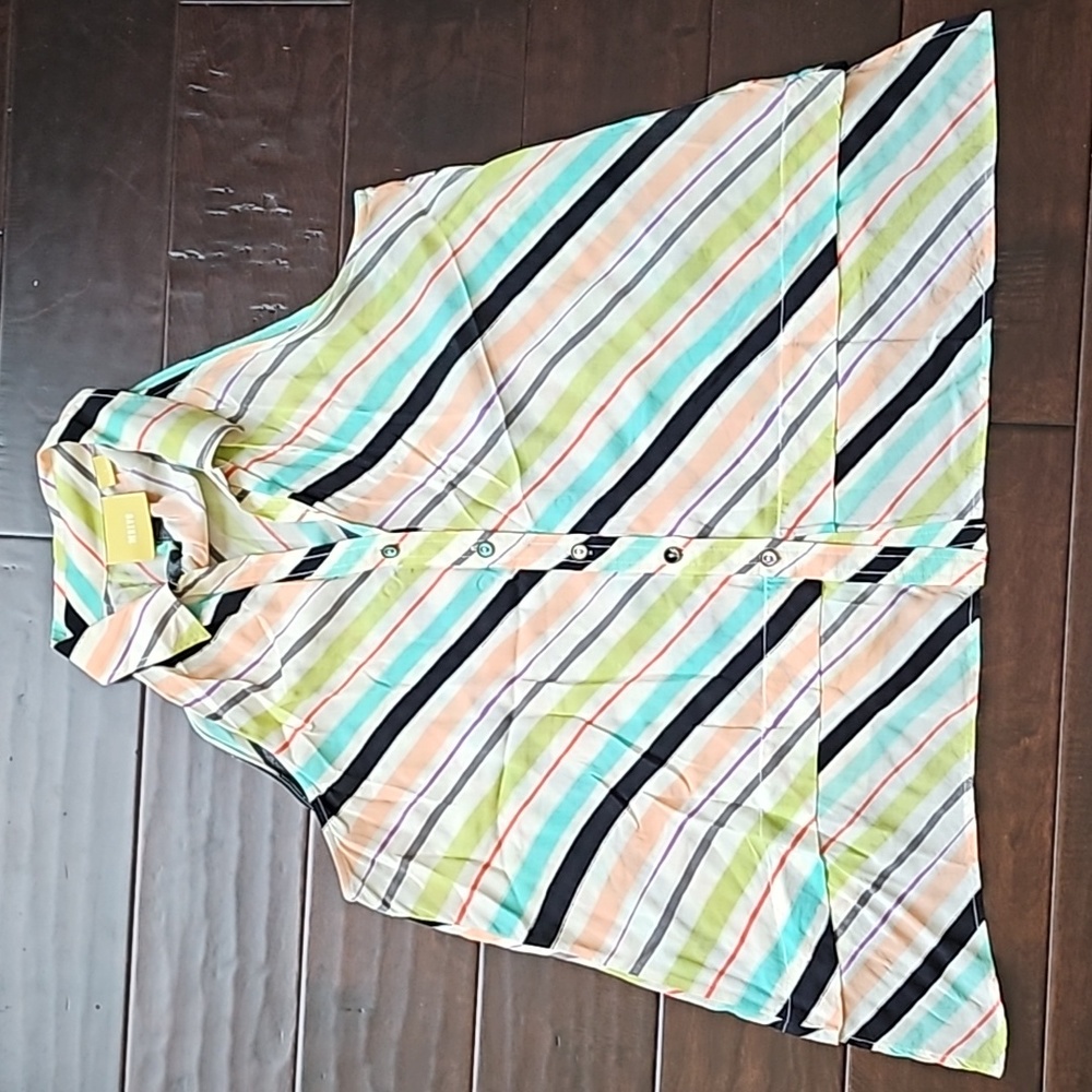 Anthropologie Maeve Tesni Swing Racerback Button Tank Stripe Motif Like-New - 4